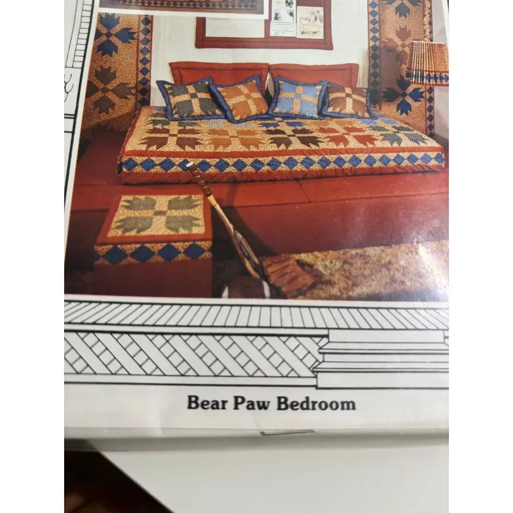 Vtg Bear Paw BR Quilt pattern Calico Decor NEW Uncut